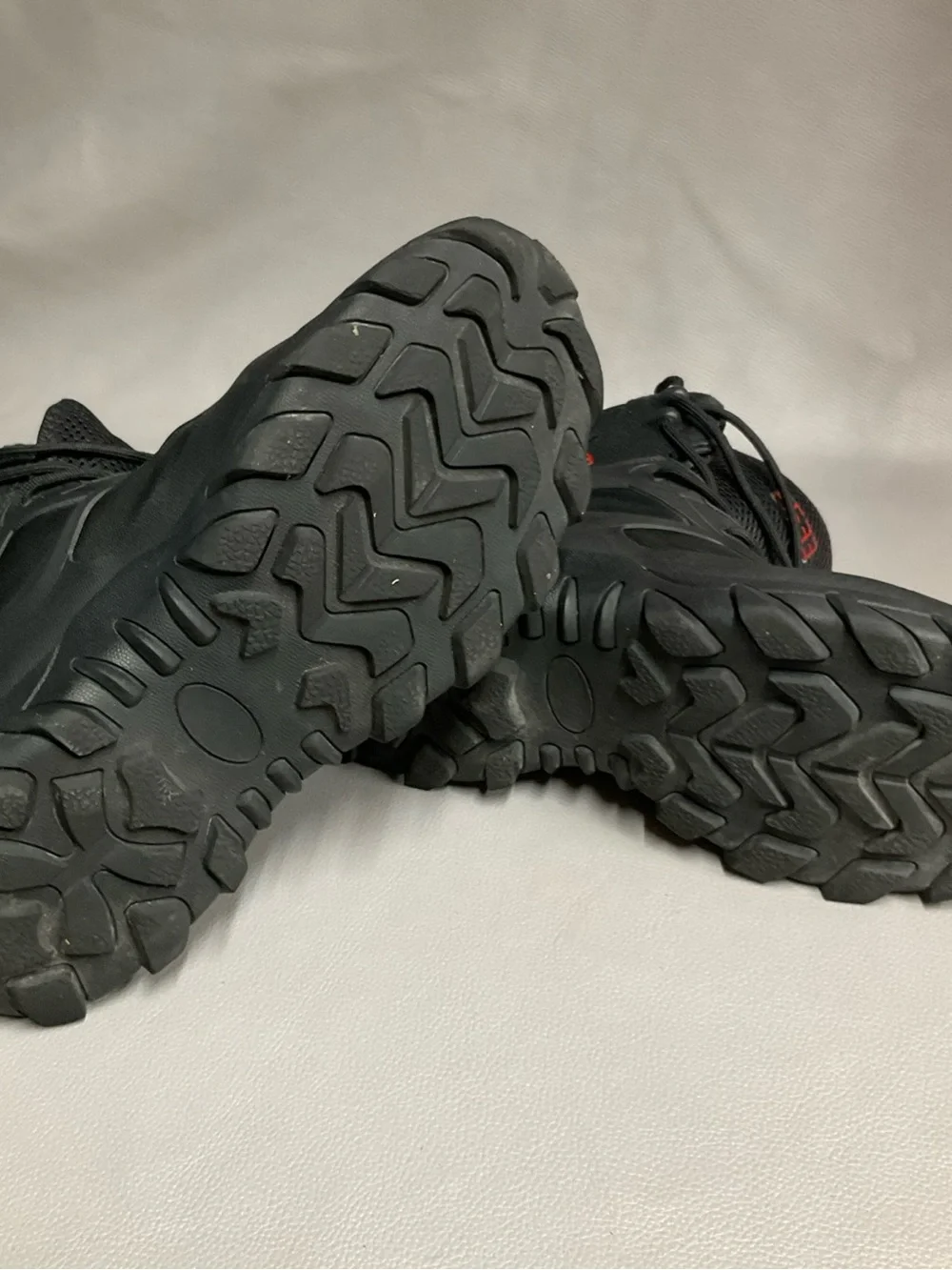 All-Black Tactical Hiking Boots with Red Accent